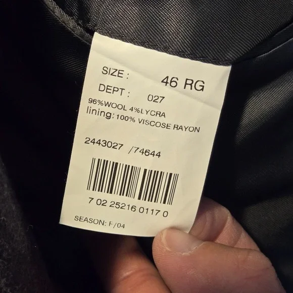Brooks Brothers 346 Men's Size 46R Grey Pinstripe Wool Suit Pants 35 x 30